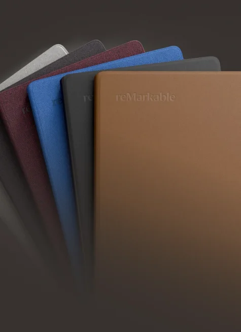 Display of different Book Folio Folio cover colors for reMarkable Paper Pro Move.