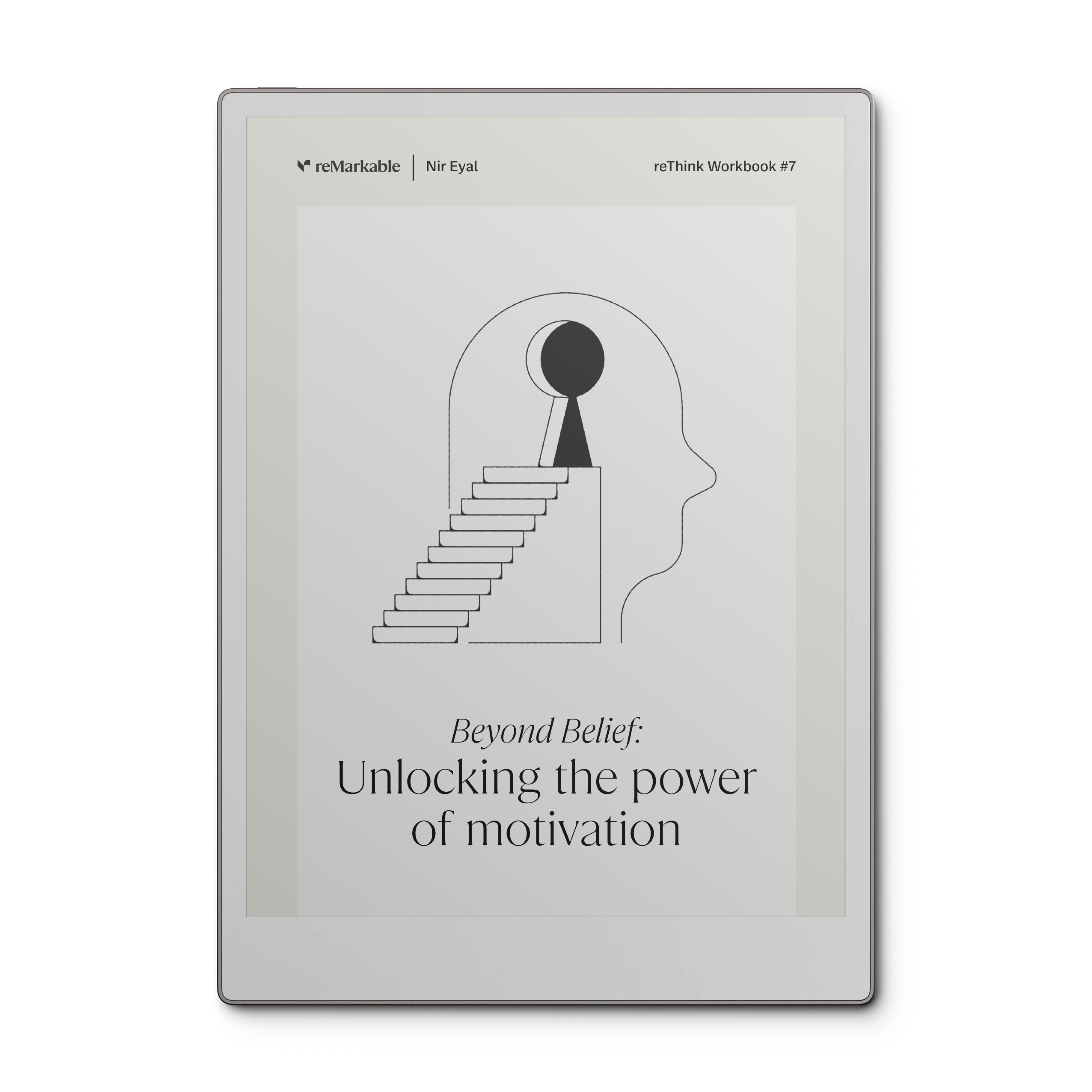 A workbook cover titled "Beyond Belief: Unlocking the power of motivation" with graphic art.