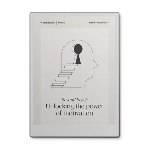 A workbook cover titled "Beyond Belief: Unlocking the power of motivation" with graphic art.