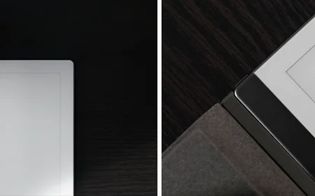 Even though the side bezel, or spine, is on the left — left handers can change the user interface settings so that the menus appear conveniently on the right.