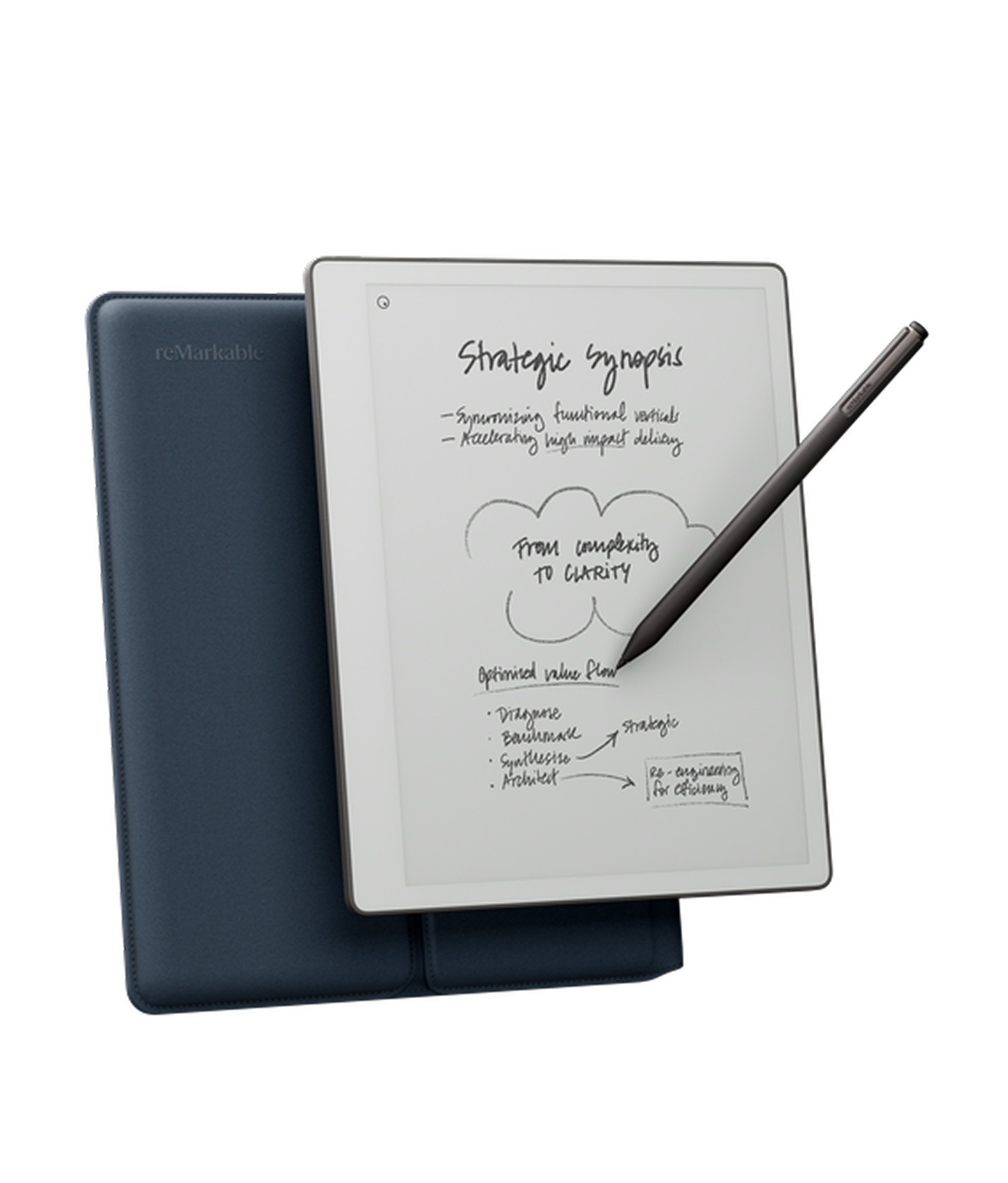 reMarkable Paper Pure 10.3" 32GB Digital Tablet Bundle incl. Marker Plus (Eraser) and polymer weave Sleeve Folio (Ocean Blue)