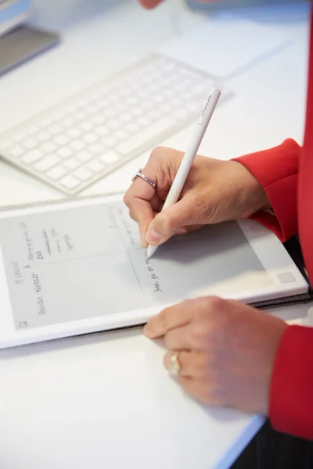 Tine Holm’s methods for maintaining a busy schedule include note-taking, to-do lists, and exploring and developing ideas. It’s all done by hand on her reMarkable paper tablet.