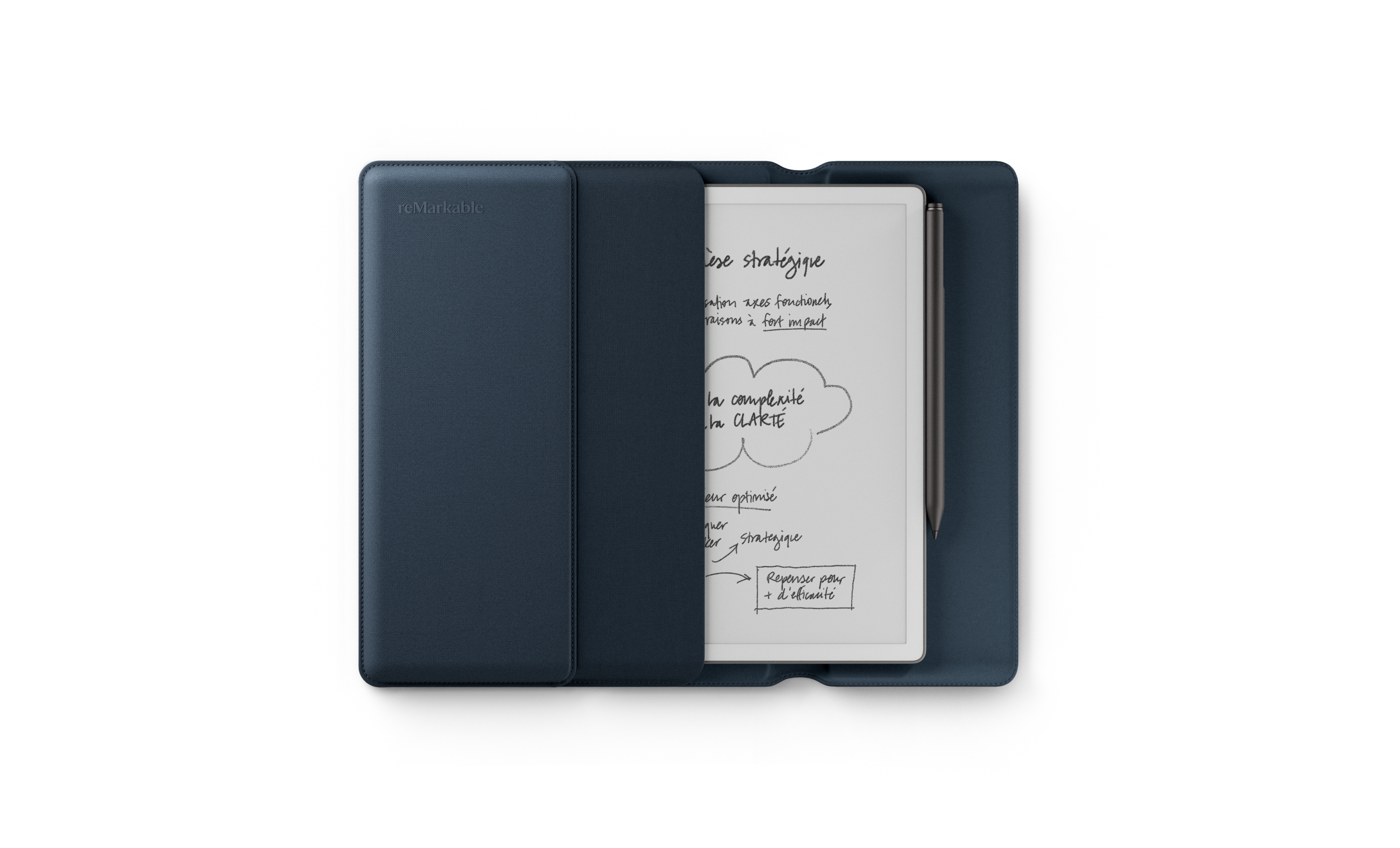Image of the reMarkable Paper Pure with Marker Plus and Ocean Blue Folio