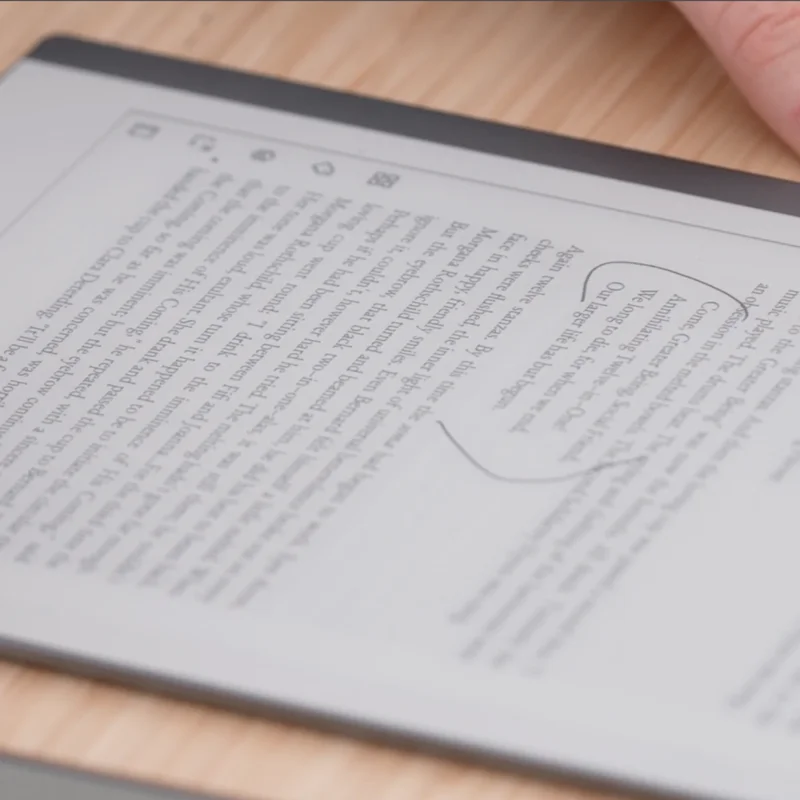 reMarkable paper tablet displaying digital text on the screen.