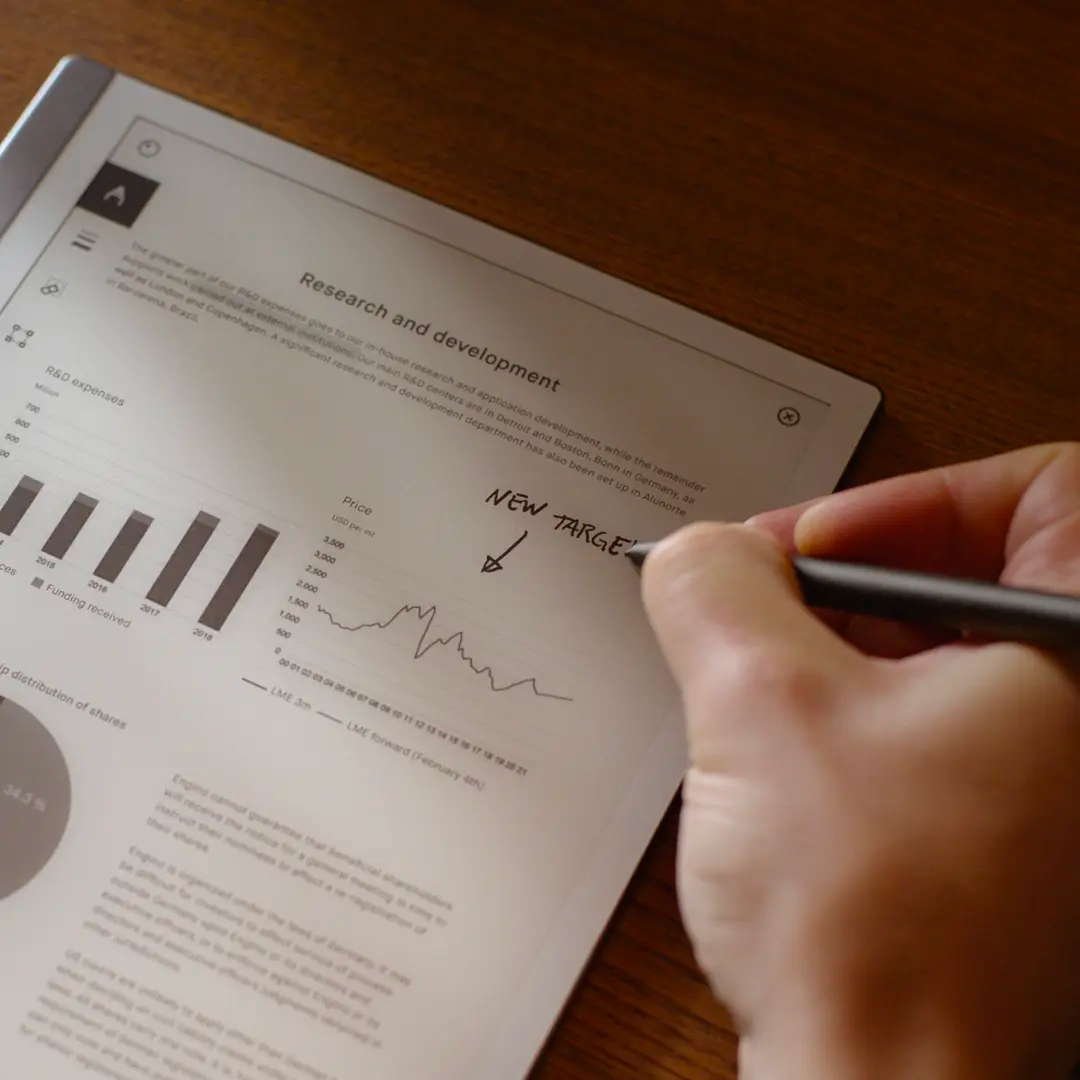 Close up on reMarkable paper tablet