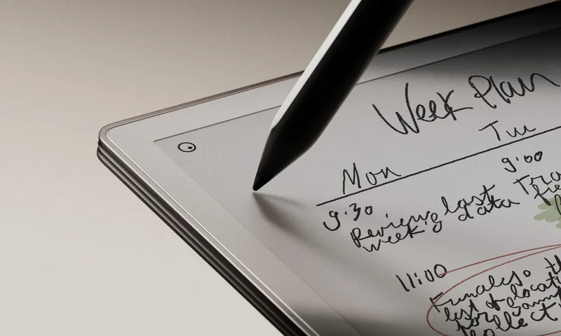 reMarkable paper tablet with a handwritten week plan and Marker.