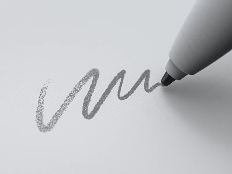 Marker drawing a line on reMarkable paper tablet.