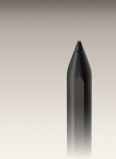 A Marker Plus for reMarkable Paper Pro viewed from the side, showing detail of its textured surface.