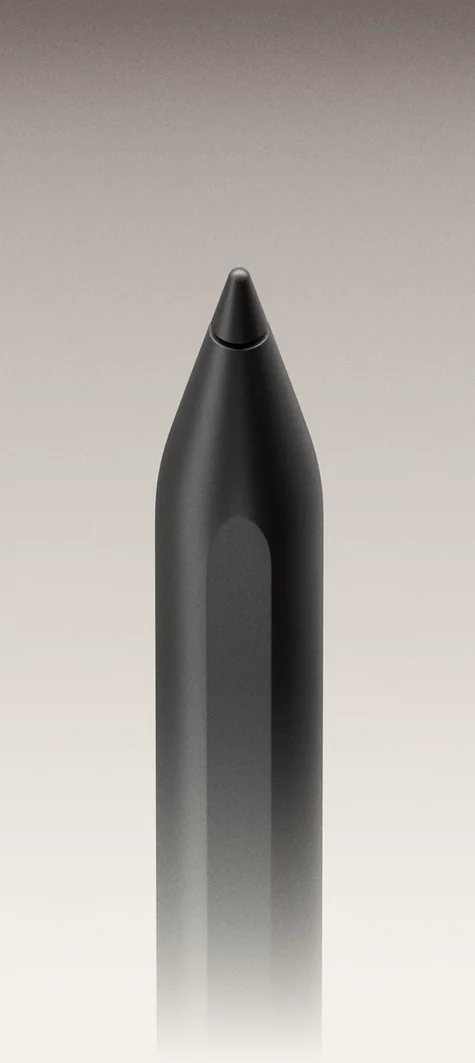 A Marker Plus for reMarkable Paper Pro viewed from the side, showing detail of its textured surface.