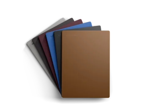 All Book Folio colors: gray polymer weave, basalt, burgundy and cobalt mosaic weave, black and brown premium leather.