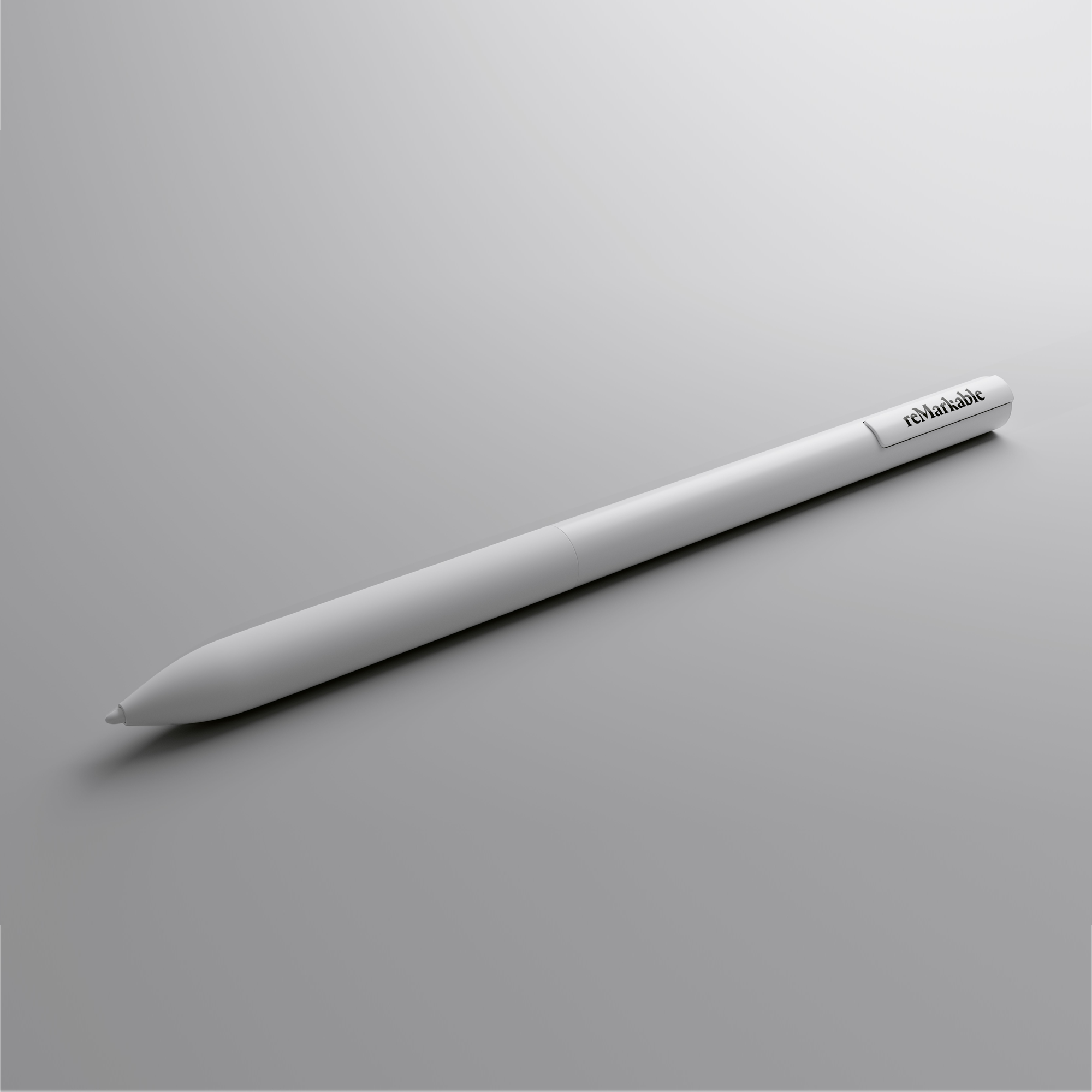 A reMarkable 1 Marker resting on a gray background.