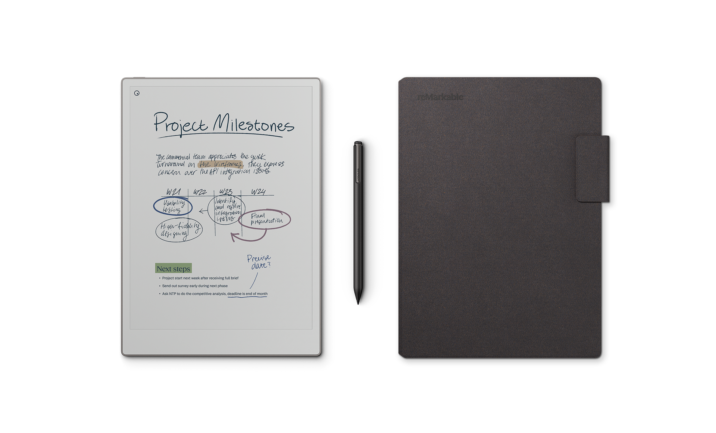 reMarkable Paper Pro with Marker Plus and Basalt Mosaic Weave Folio