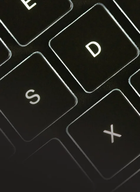 Close-up of Type Folio keys that glow in the dark.