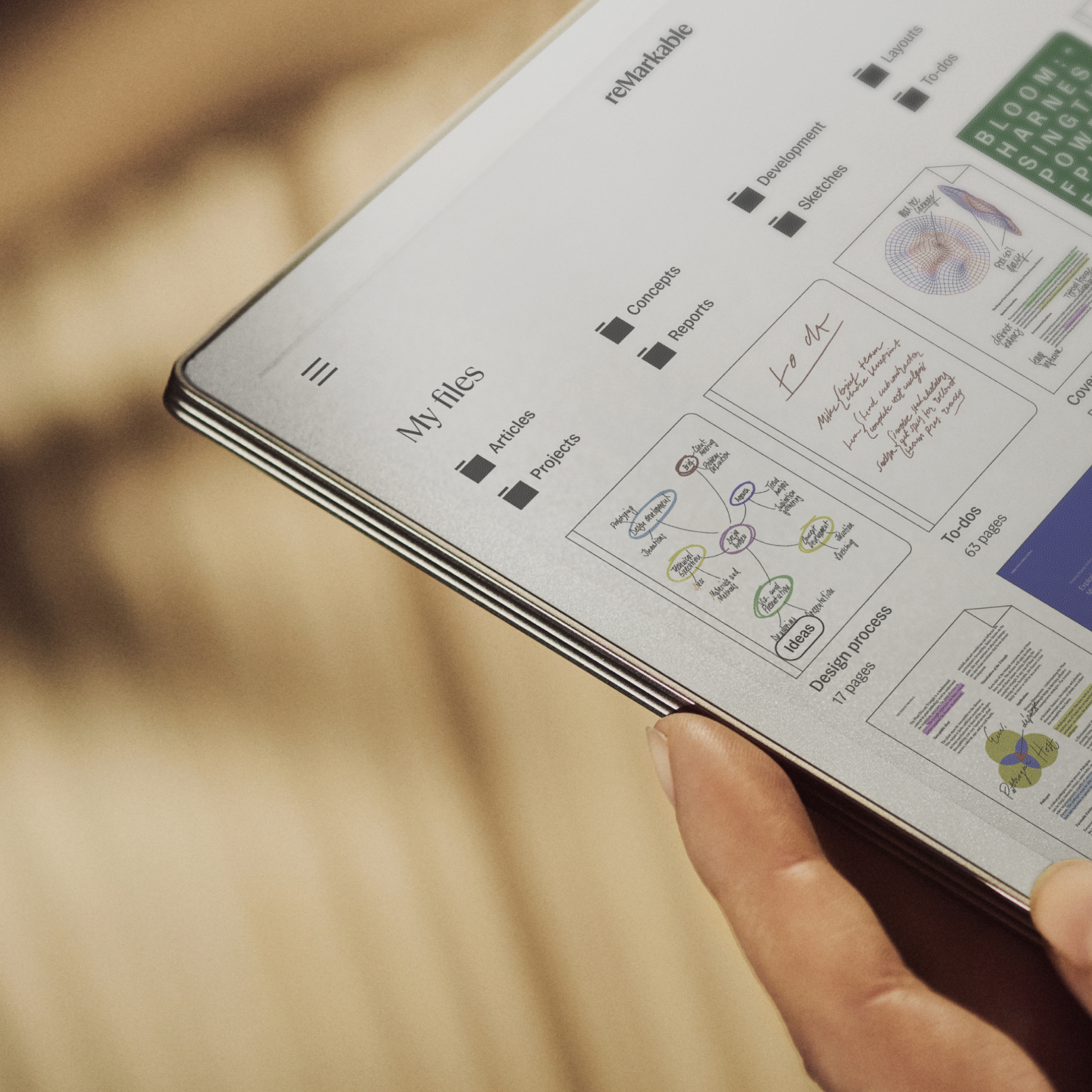 A reMarkable Paper Pro with well organized files and folders
