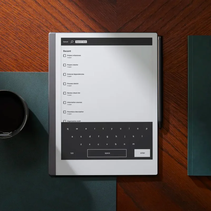Showing file overview on reMarkable 2