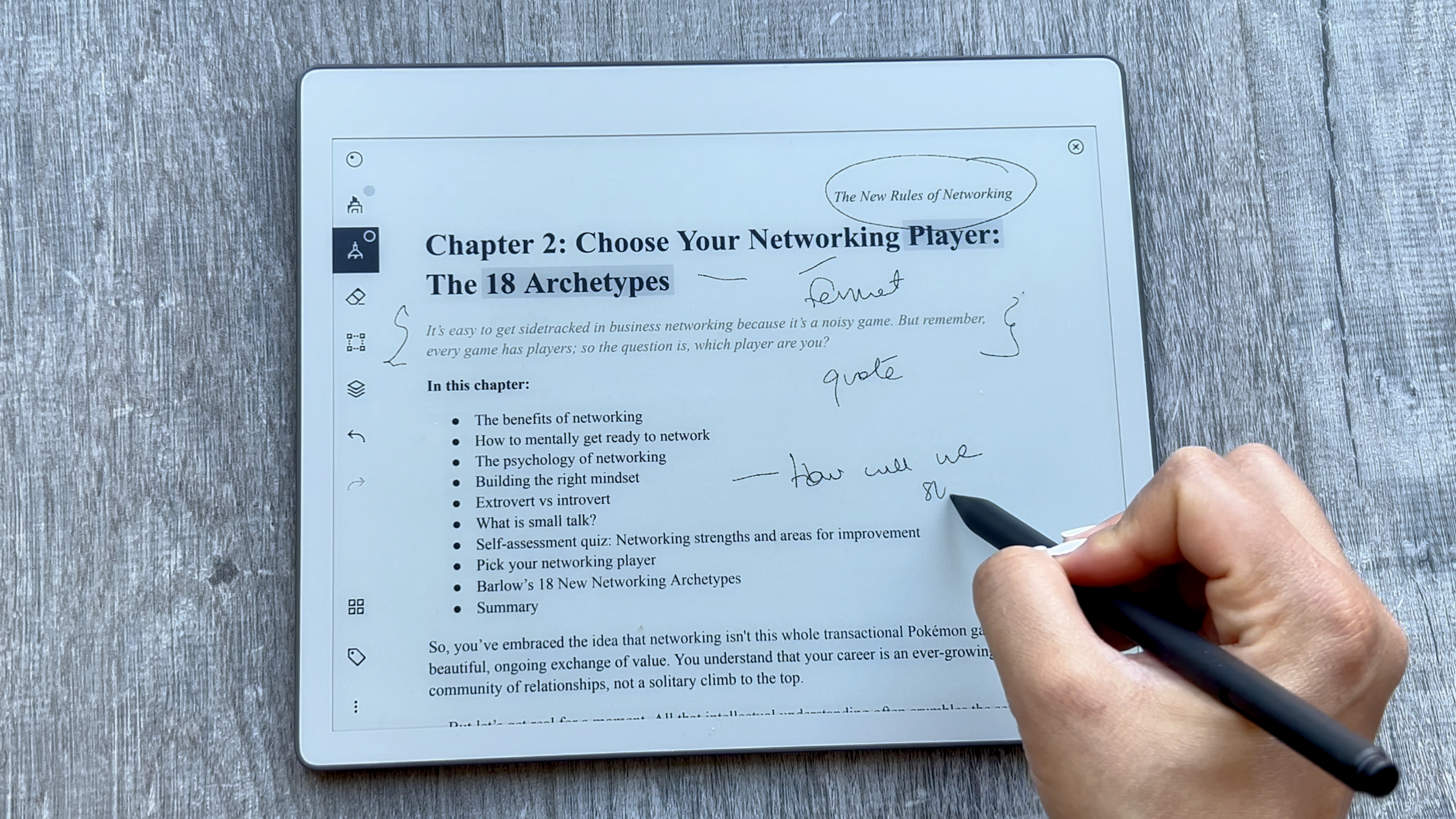 Sonya Barlow annotating on her reMarkable Paper Pure tablet.