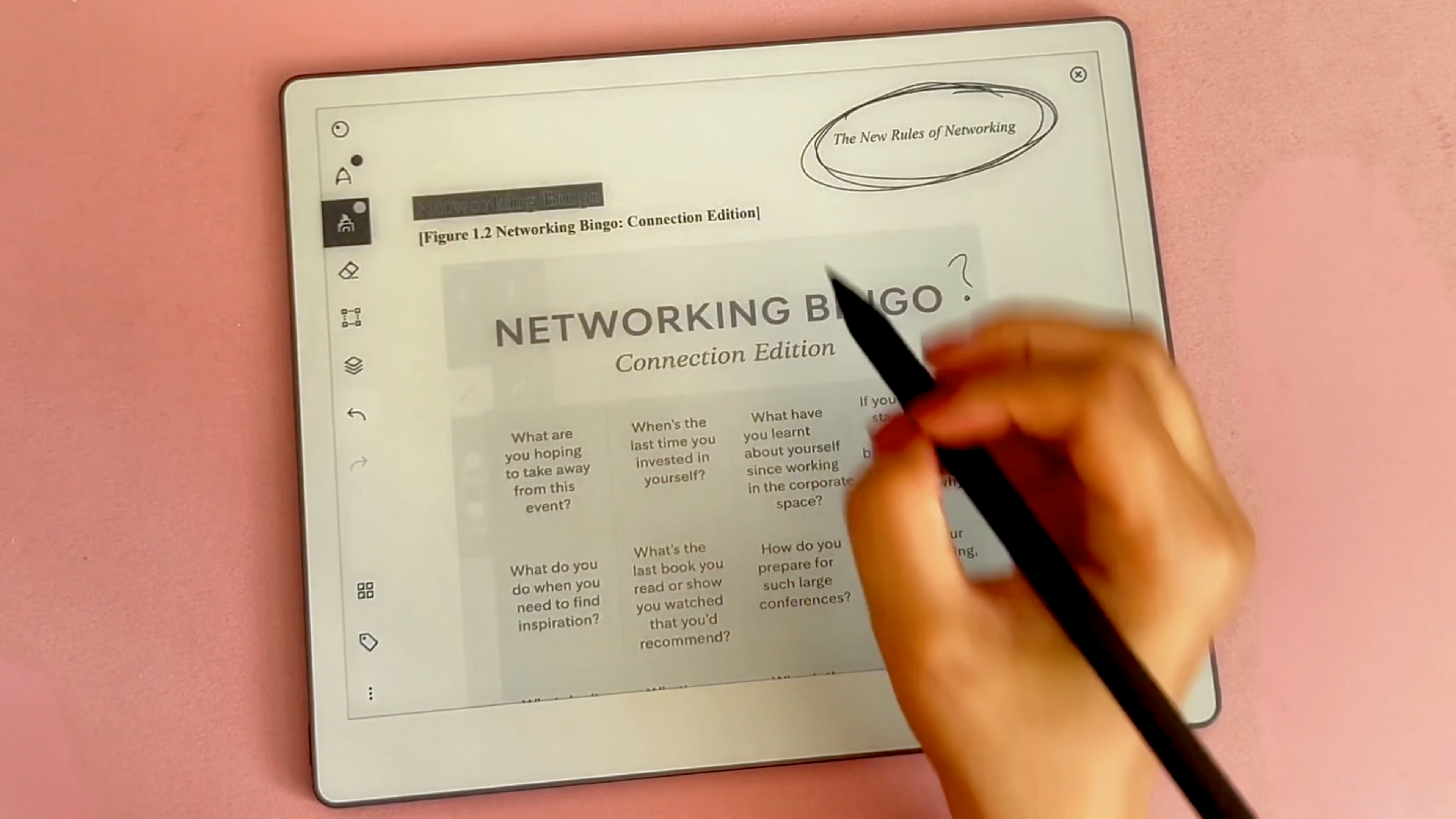 Sonya Barlow annotating on a reMarkable Paper Pure tablet.