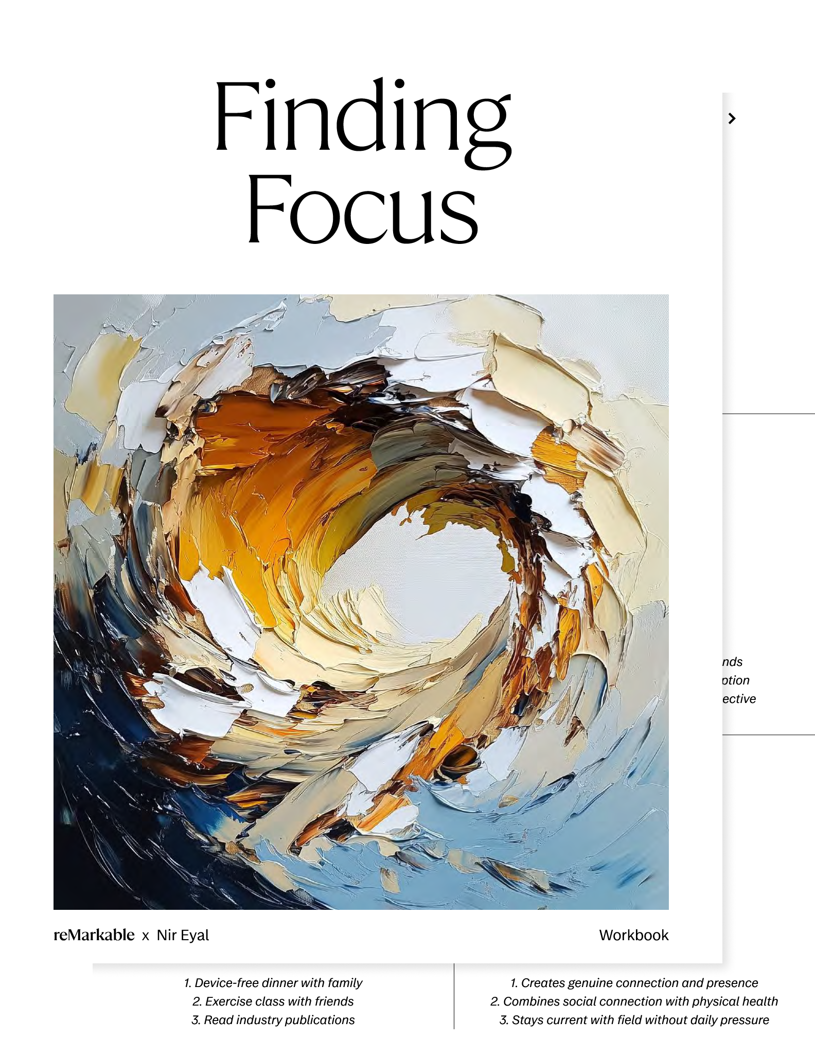 Workbook cover: "Finding Focus" by Nir Eyal.