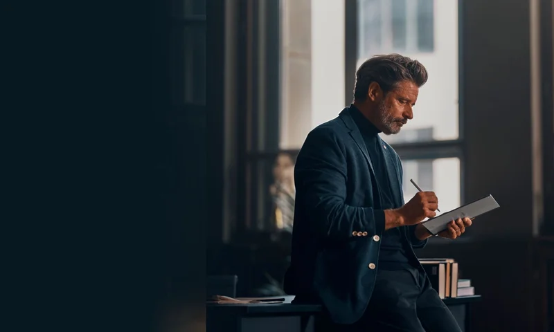 Man standing with reMarkable tablet