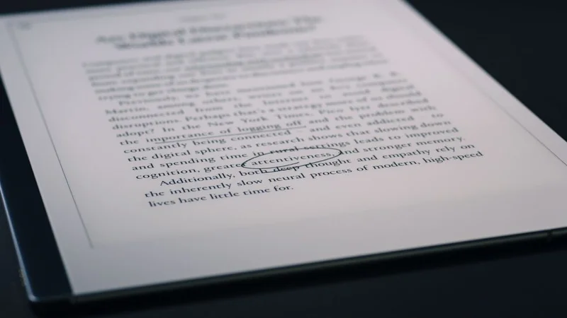 reMarkable paper tablet with a text document.