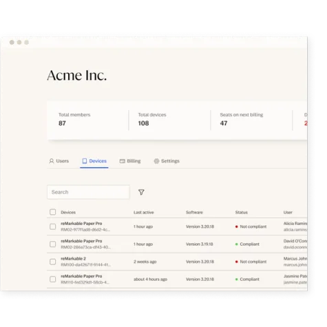 Device management portal user interface with dashboard