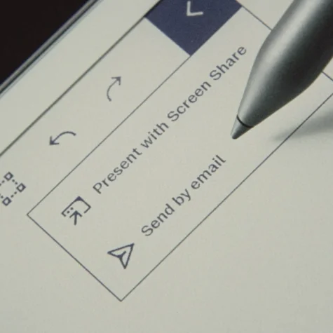 Close-up of the "Send by email" feature on a reMarkable paper tablet.