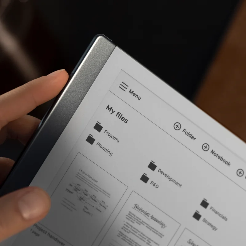 Close-up of folder structure on reMarkable 2