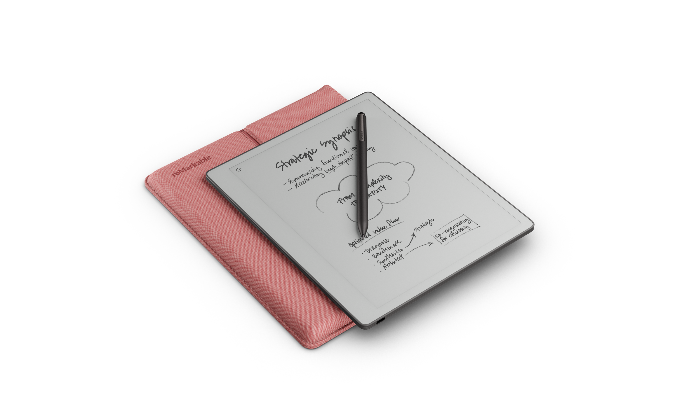 Image of the reMarkable Paper Pure with Marker Plus and Desert Pink Folio