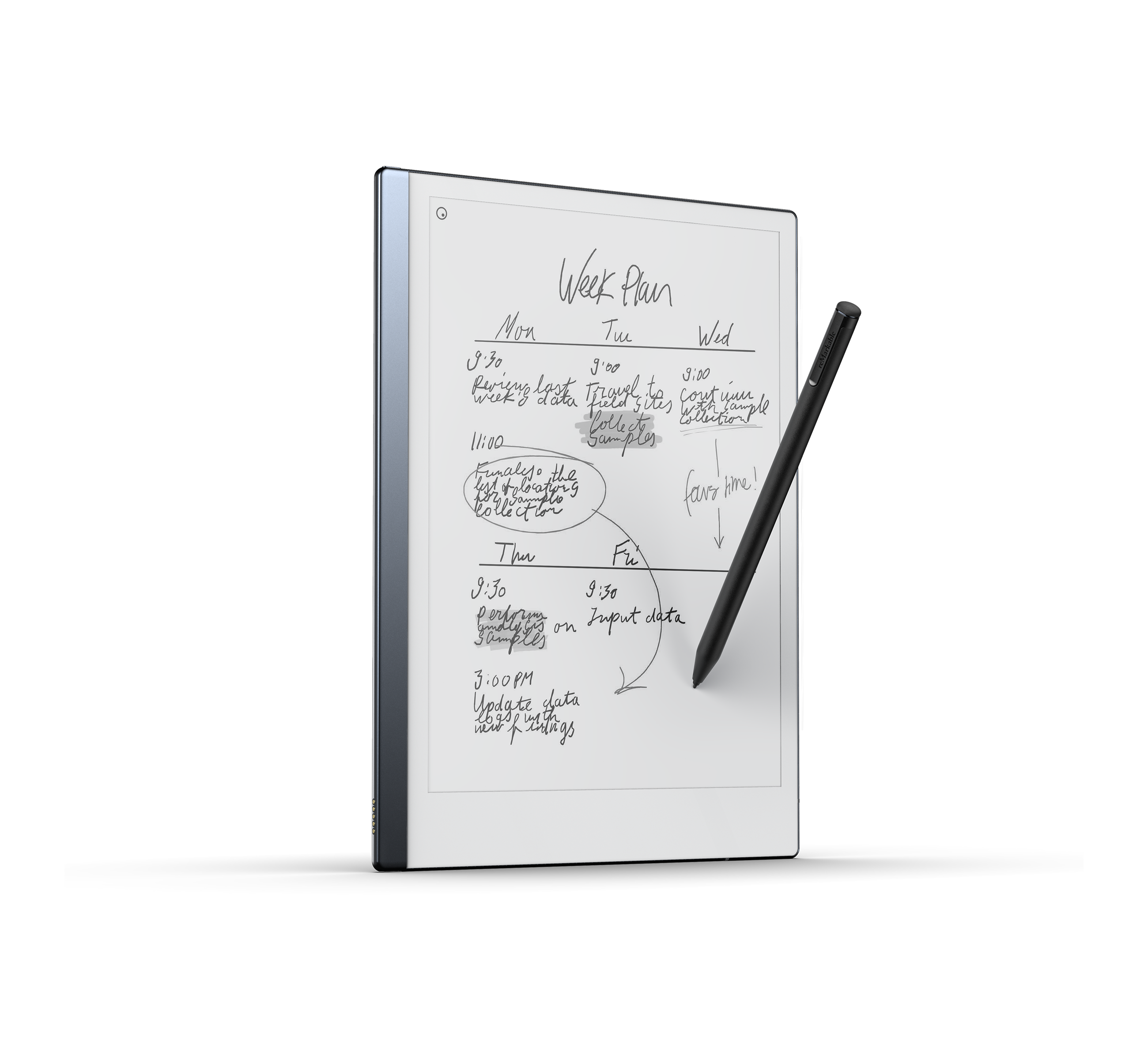 Standing reMarkable 2 with Marker Plus