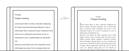 Illustration of difference in EPUB formatting between version 2.5 and 2.6.