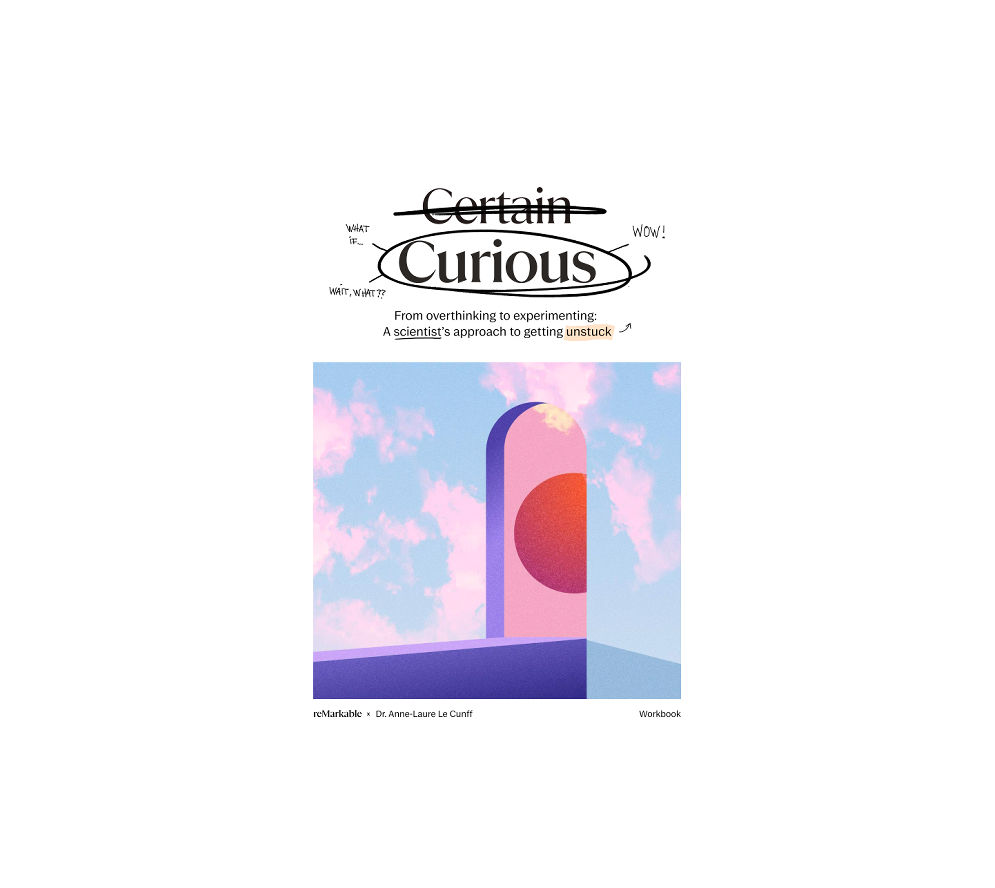 A workbook cover titled "Certain Curious" with graphic art.