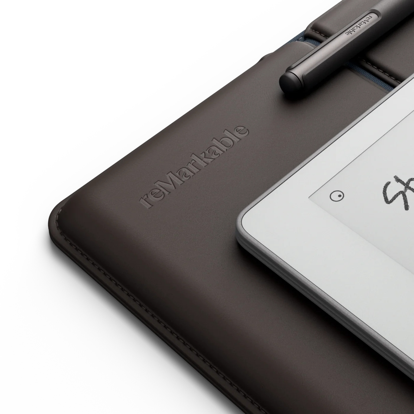 The reMarkable Paper Pure Leather Sleeve Folio in Forest Brown