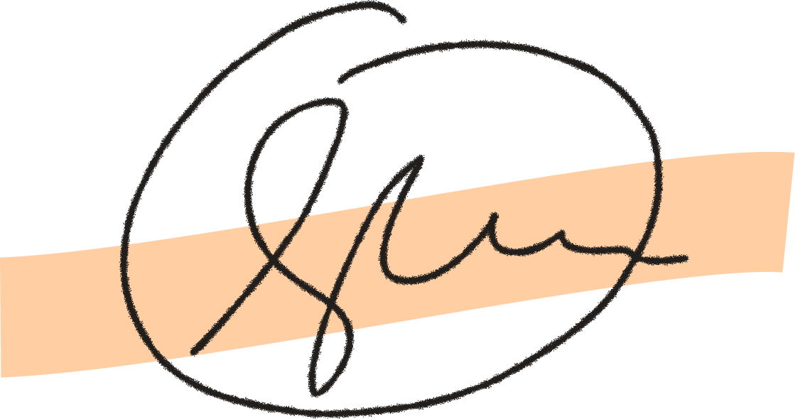 A signature with orange highlighter