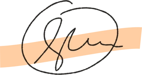 A signature with orange highlighter