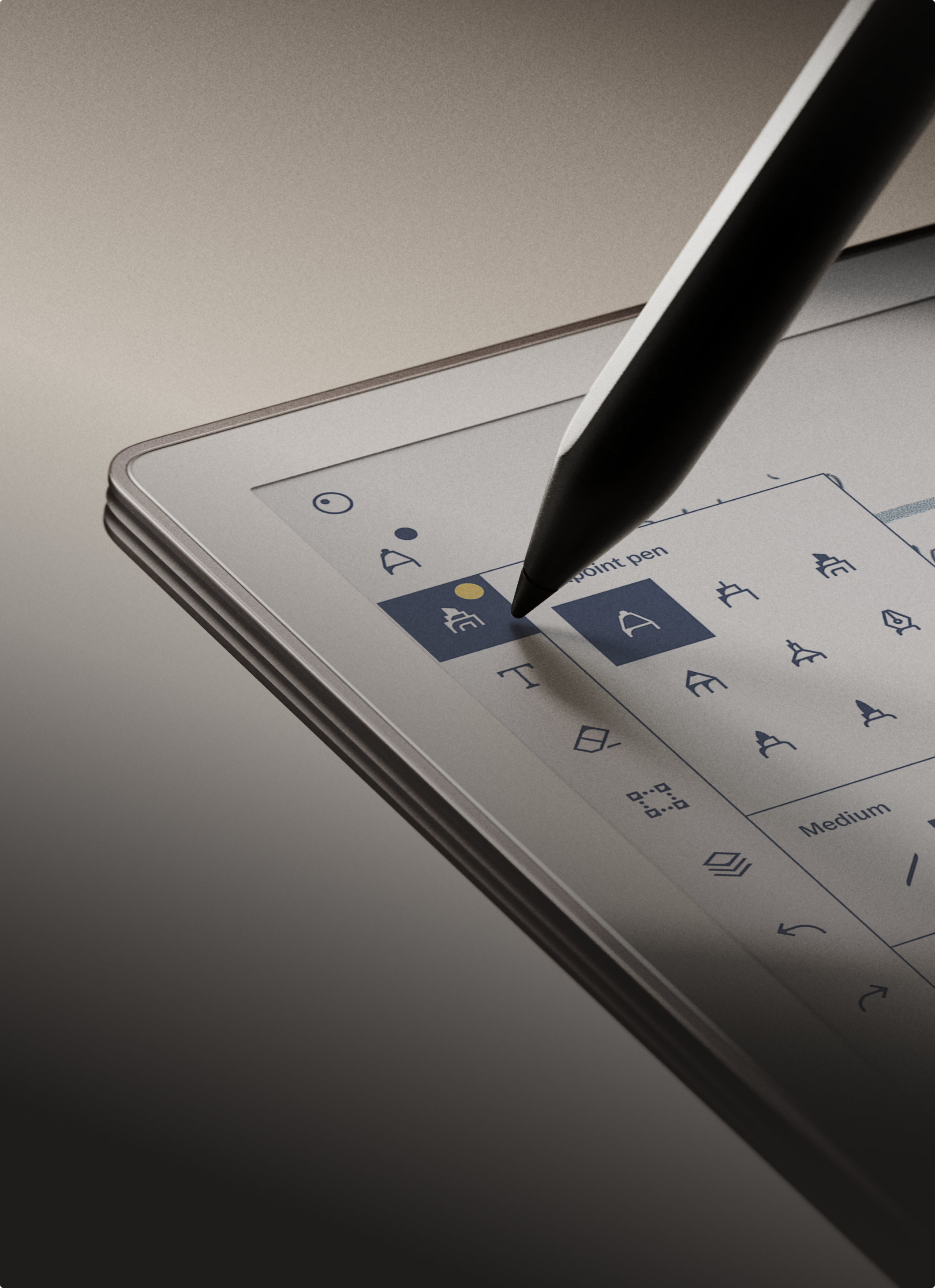 Marker selecting a tool on the reMarkable Paper Pro tablet.
