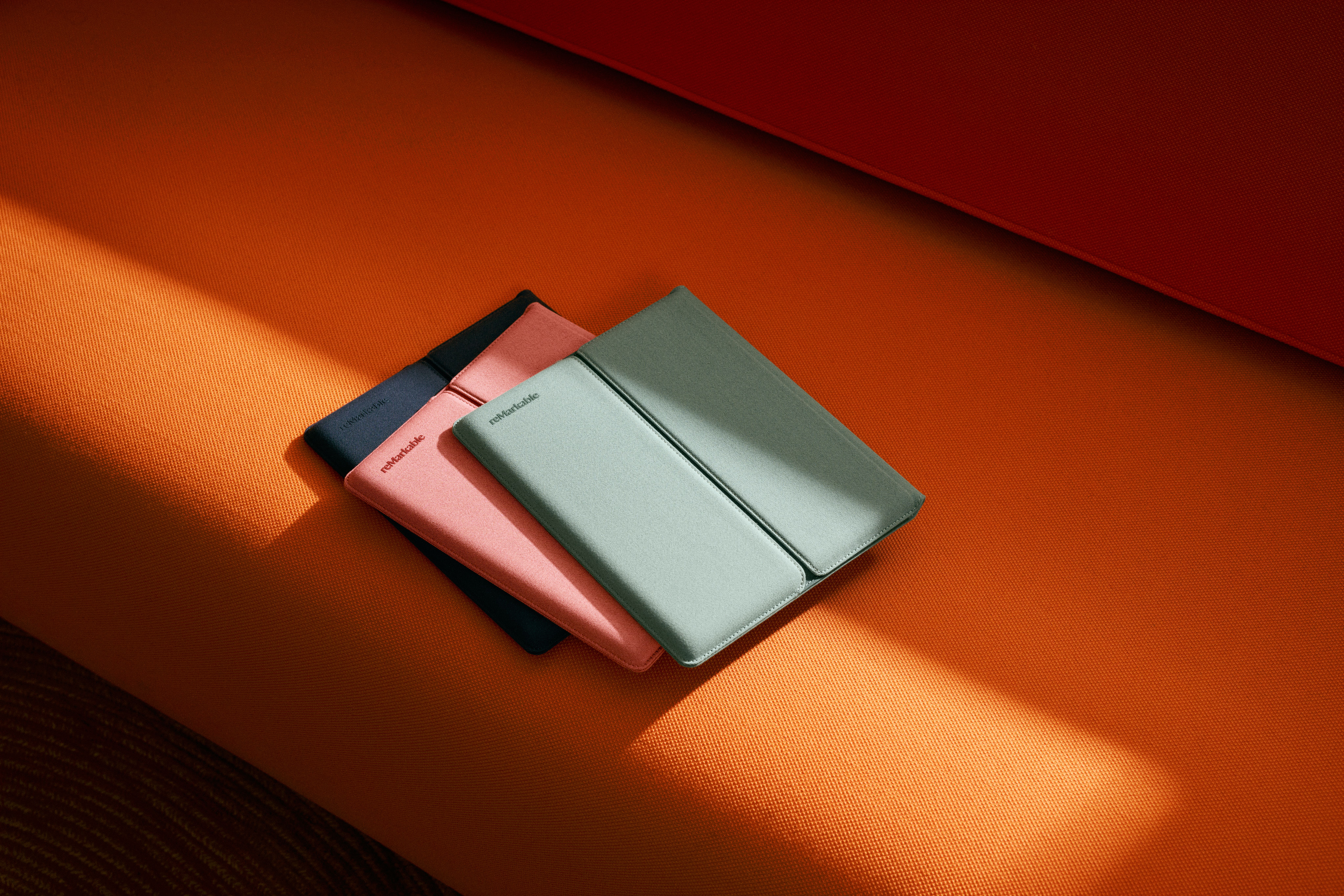 reMarkable Paper Pure comes with a Sleeve Folio in three new and considered colours — Ocean Blue, Mist Green, and Desert Pink.