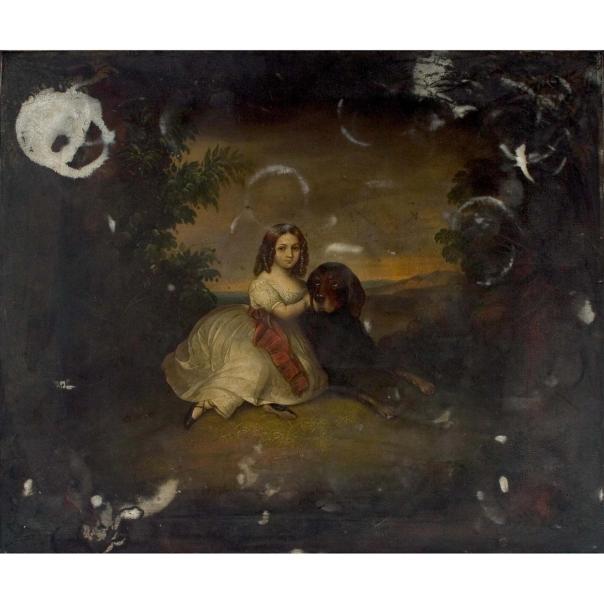 Mädchen mit Hund Mädchen mit Hund