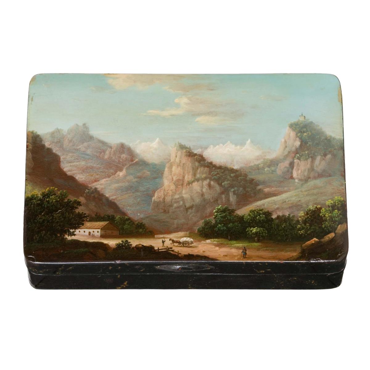 Berglandschaft mit Pferdefuhrwerk