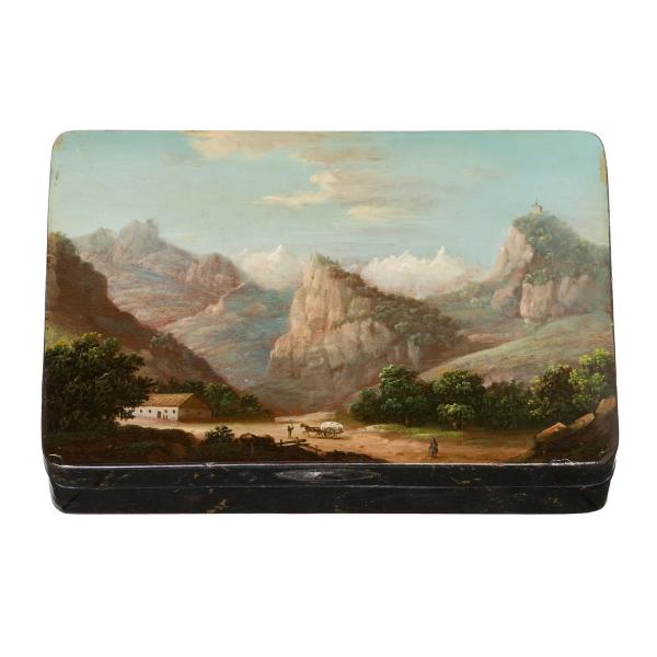 Berglandschaft mit Pferdefuhrwerk