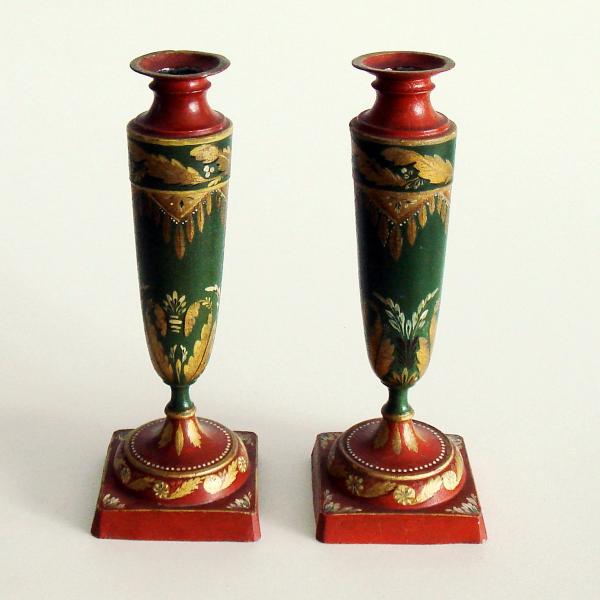 Leuchterpaar, rot, grün, gold