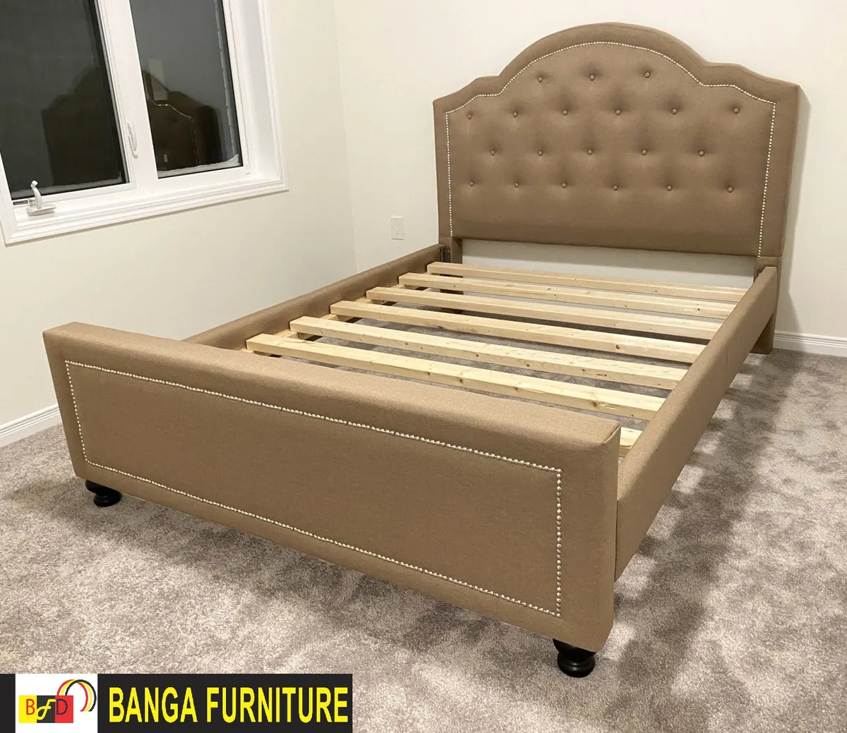 Sandy upholstered bed frame — photo 3