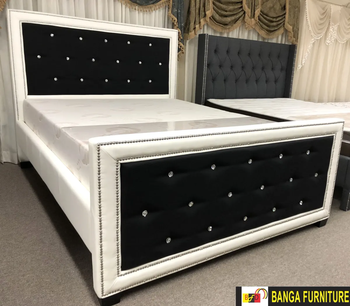 Crystal upholstered bed frame — photo 1