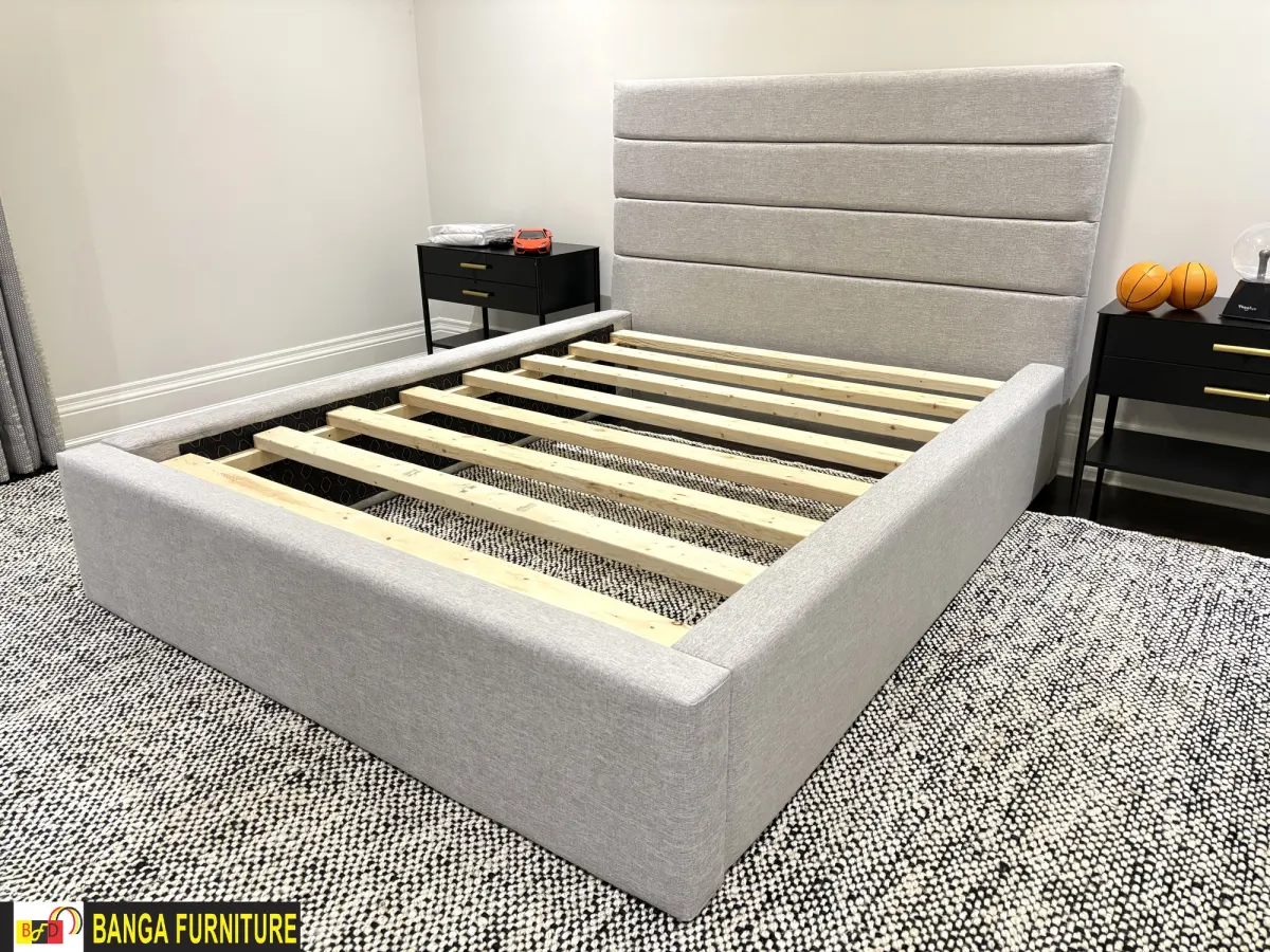 Custom upholstered bed frame — photo 2