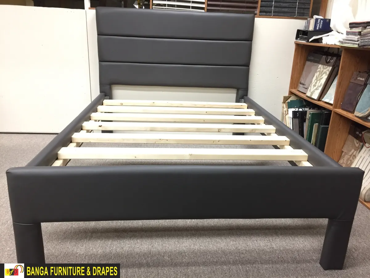 Stripe upholstered bed frame — photo 2