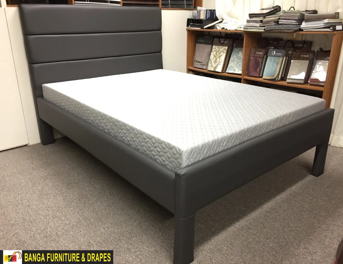 Stripe upholstered bed frame — photo 1