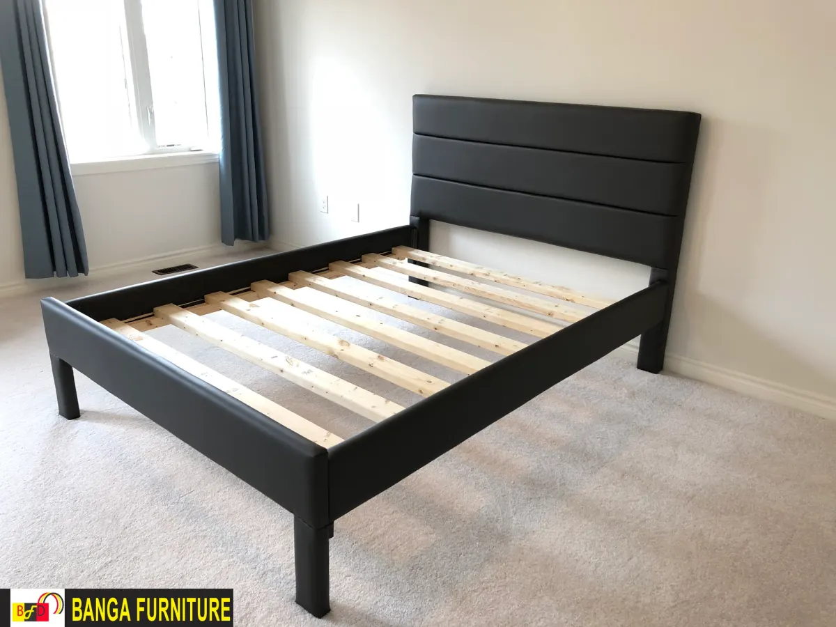 Stripe upholstered bed frame — photo 3