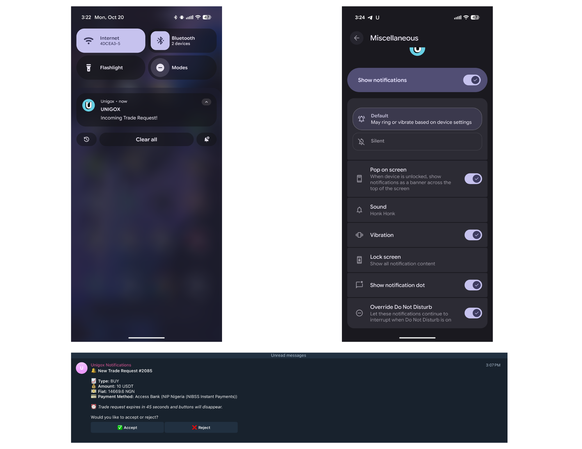 UNIGOX APP Notifications