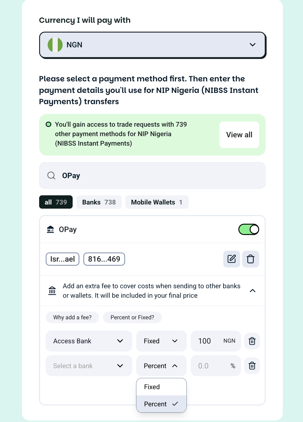 Payment Details Configuration On UNIGOX Offer