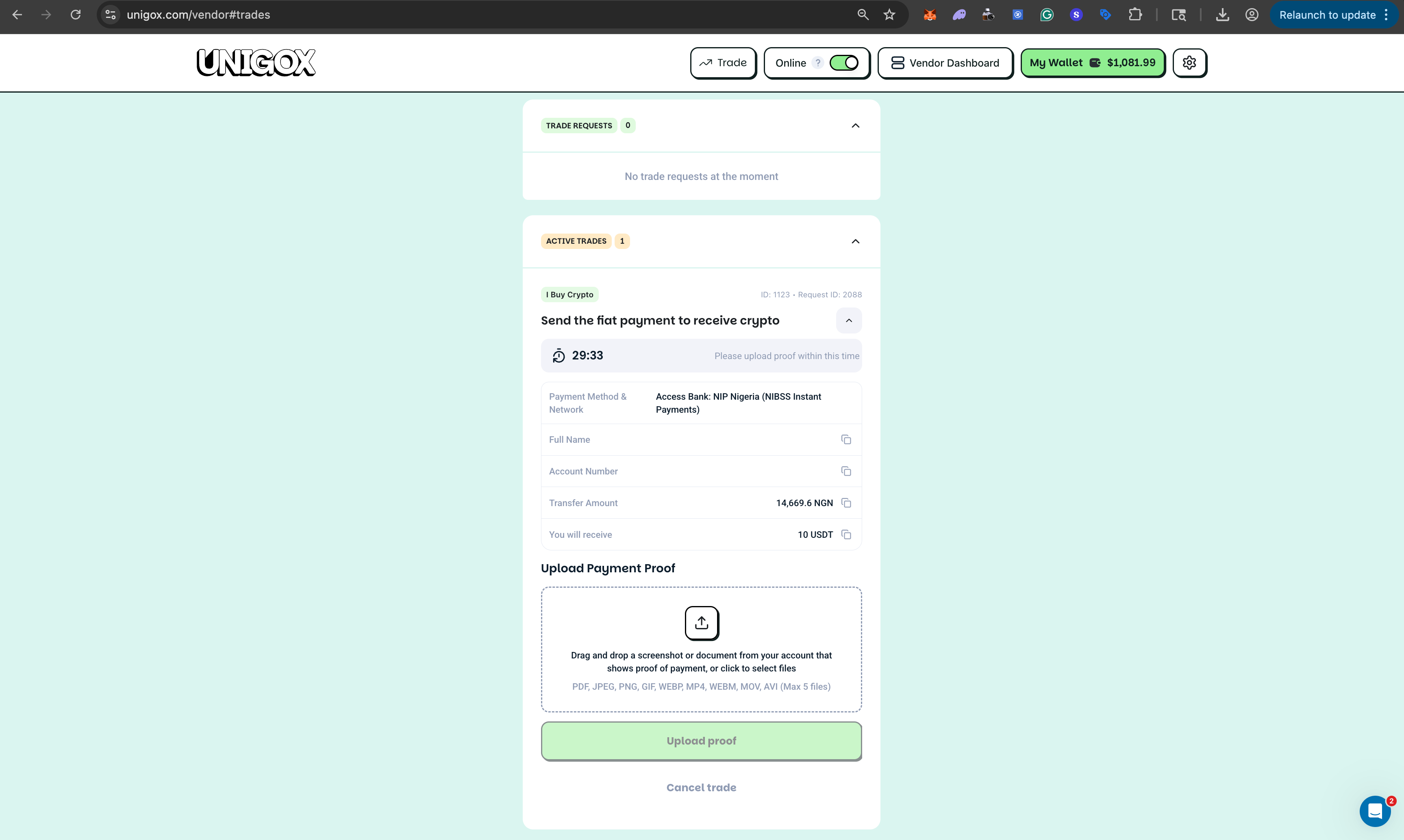 Payment Proofs on UNIGOX