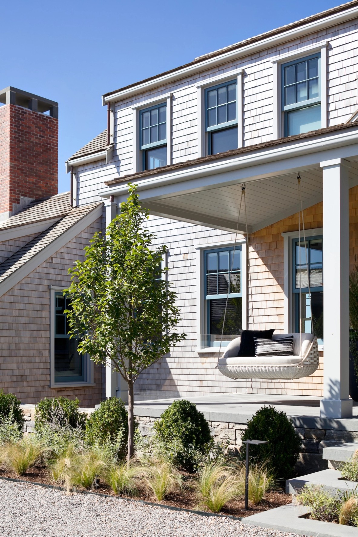 Miroslava-Land-and-Design-Nantucket-Landscape-Architecture-North-Side-Shingle-Style-Home-With-Porch-Swing